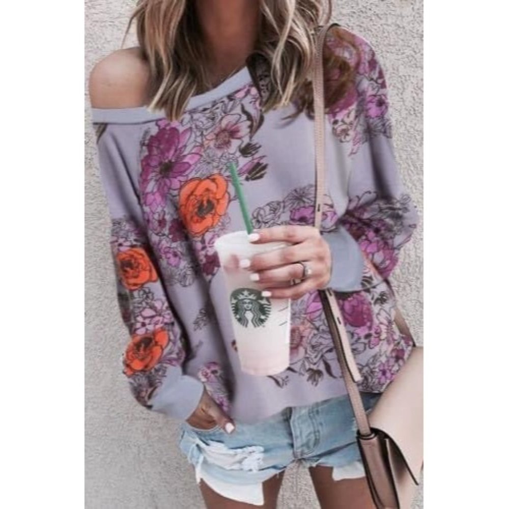 She & Sho Daisy Slouchy Top,  Purple